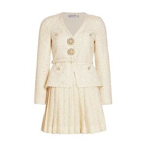 Self-Portrait Boucle Mini Dress V-neck Long Sleeve Jacket/ Skirt Size 0
